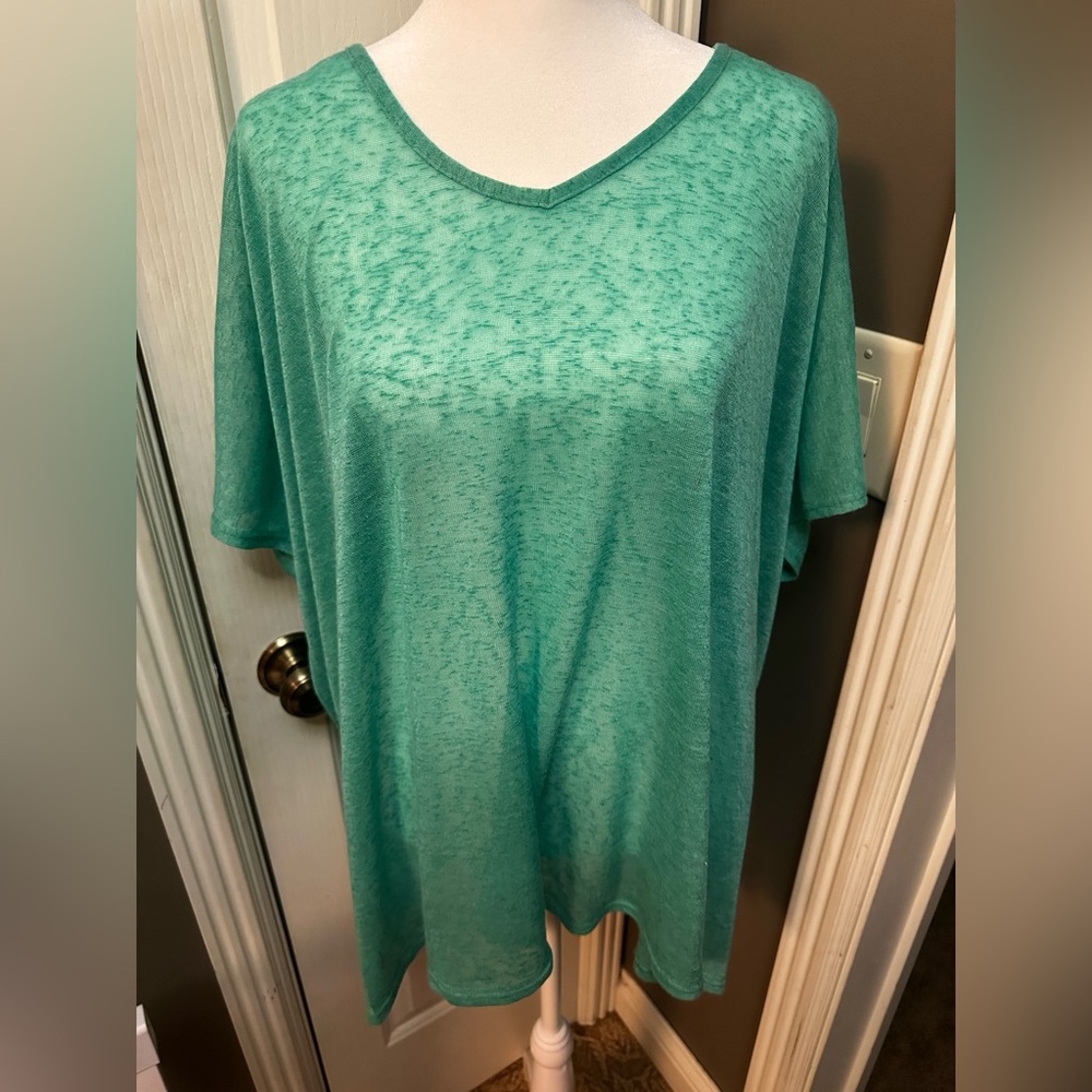Cotton Bleu brand oversized sheer green tshirt. Size small